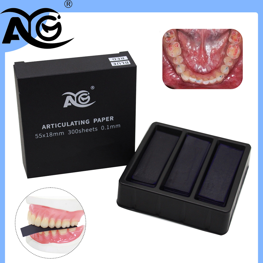 Teeth Whitening Street - AG 300 Blatt/Box Dental-Artikulationspapierstreifen Rot/Blau, Dentallaborinstrument,