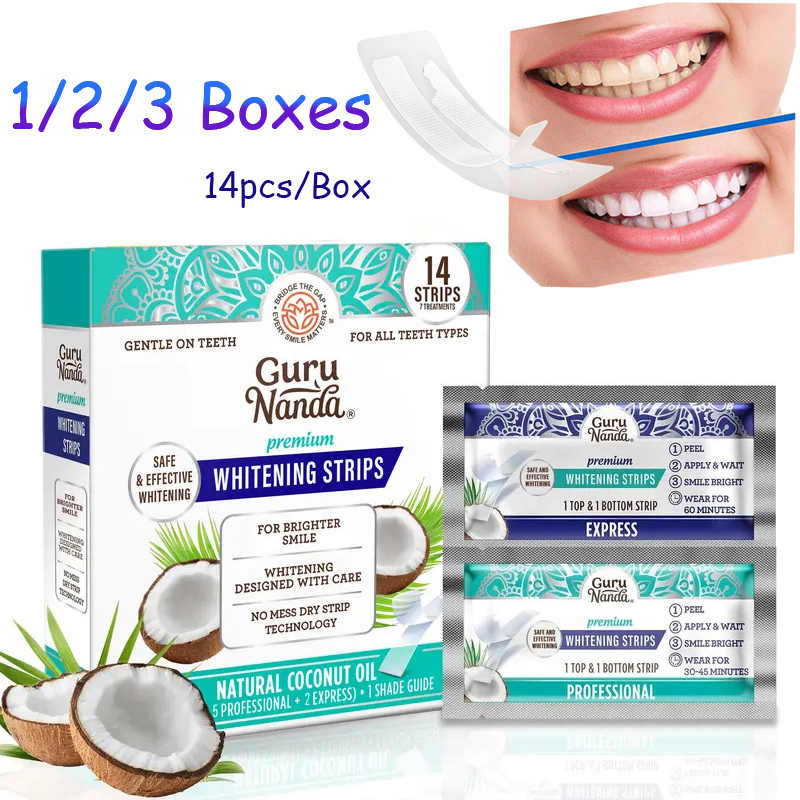 Teeth Whitening Street - 14 Stück/Box Kokosnussöl Zahnaufhellungsstreifen, Aufhellungsstreifen zur