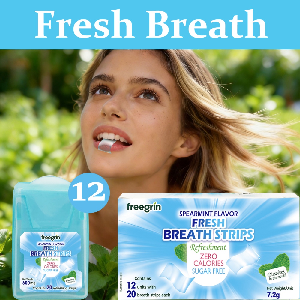 Teeth Whitening Street - FREEGRIN Spearmint-Geschmack Frische-Atem-Streifen Tragbare Streifen für