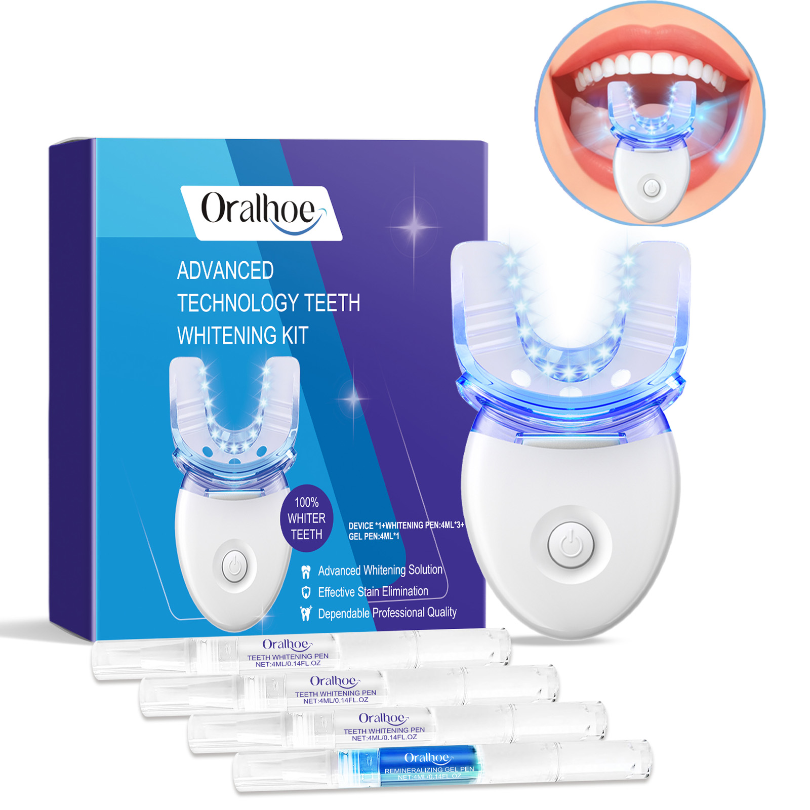 Teeth Whitening Doctor - Professionelles LED-Lichtset zur Zahnaufhellung mit 4-fachem